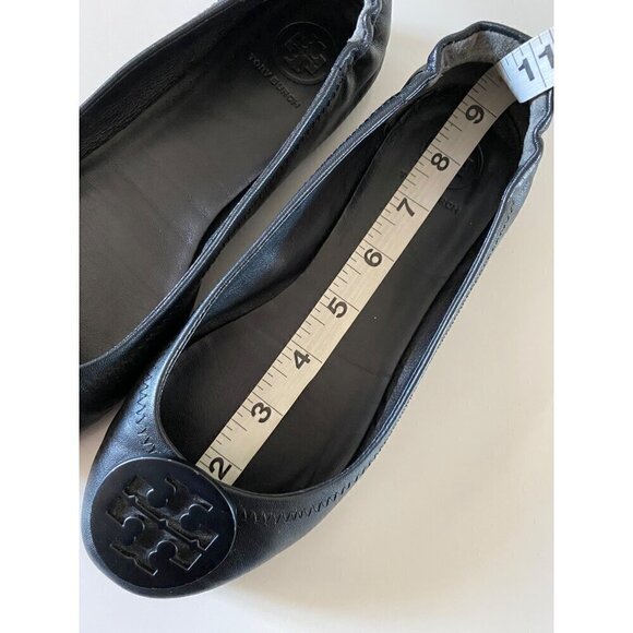 Tory Burch Minnie Travel Leather Ballet Flats 6.5 Black Logo Napa Rubber Sole - Picture 16 of 16